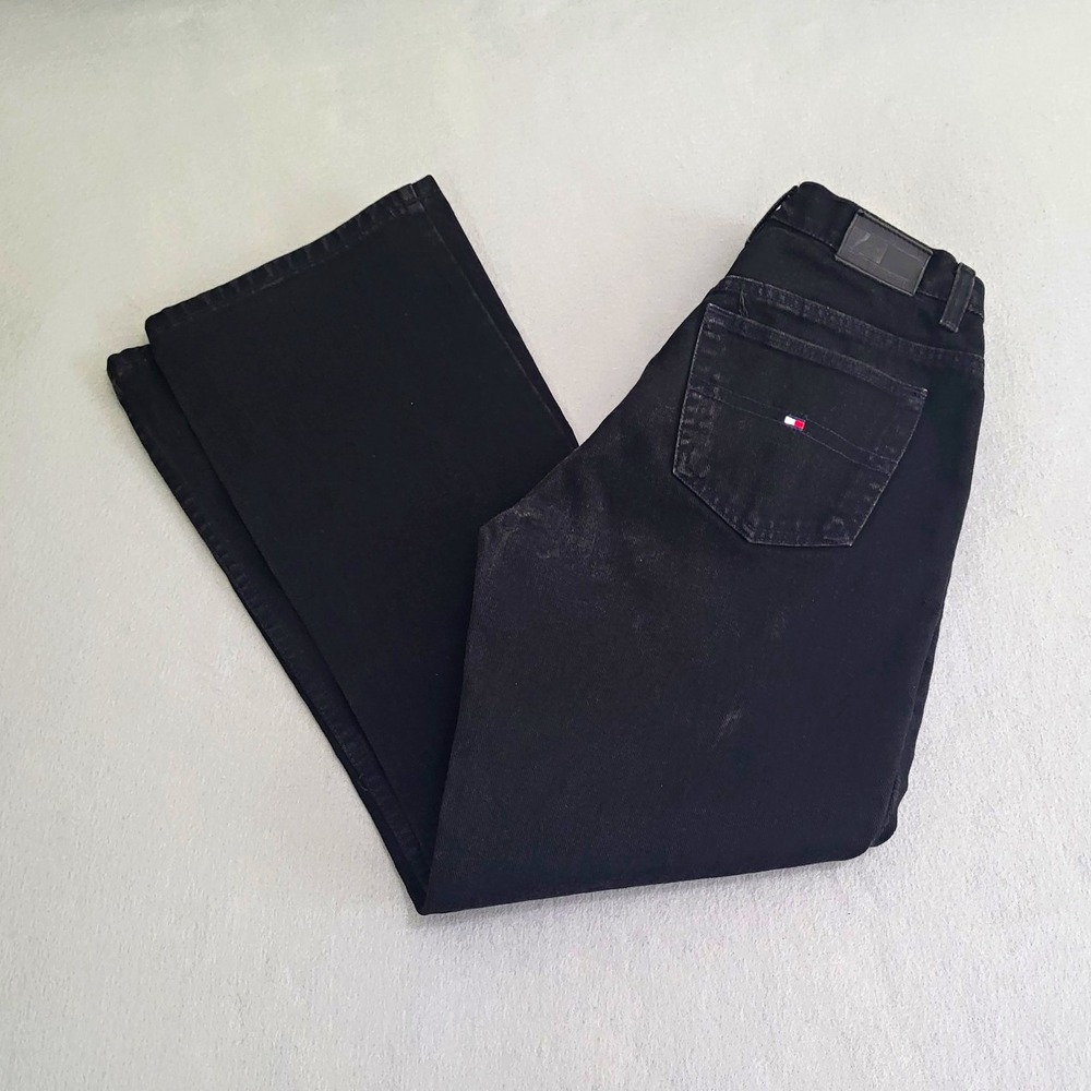 VTG Tommy Hilfiger Black Bootcut Denim Jeans Women's Size 8 100% Cotton